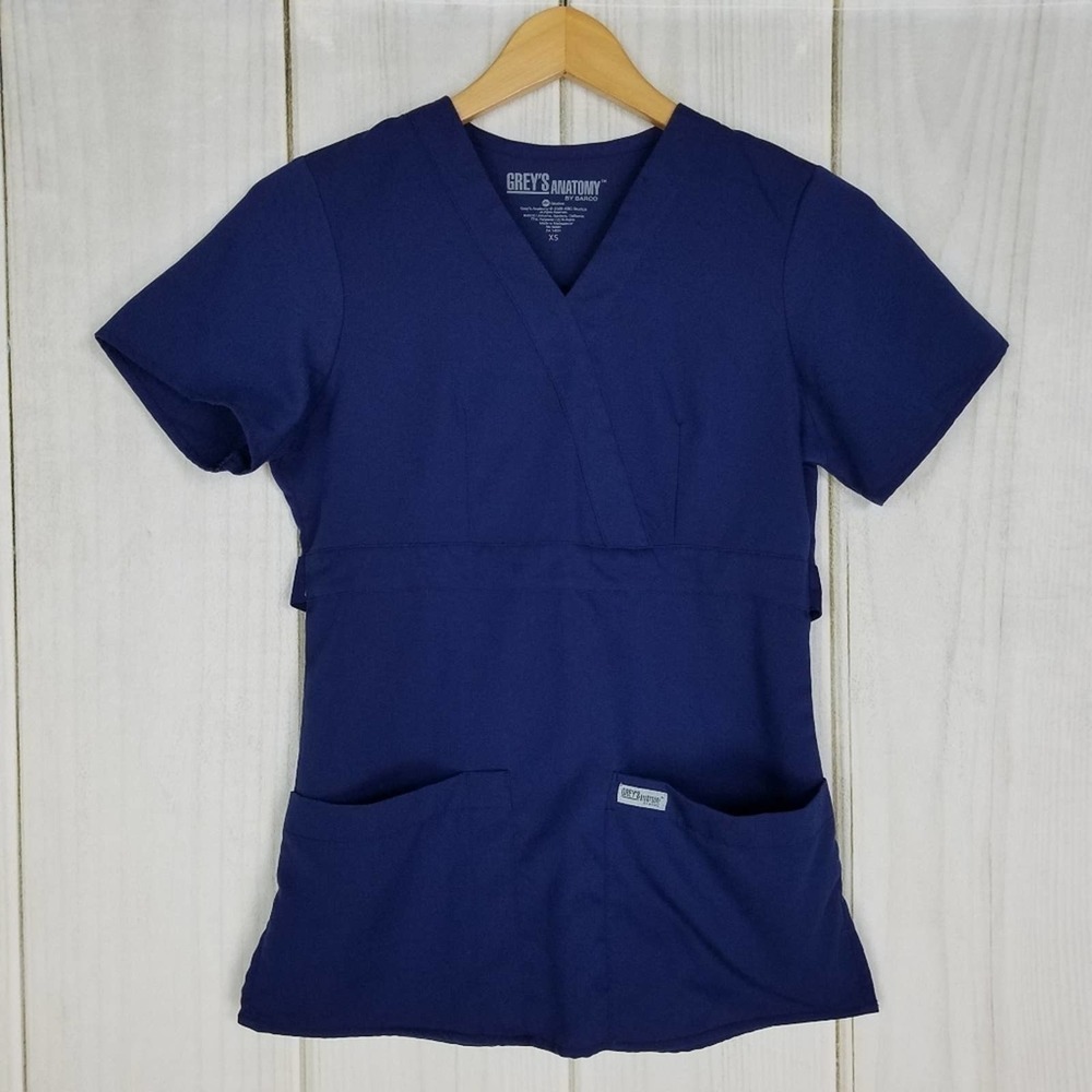 Grey's Anatomy Dark Blue Nurses Medical Scrub Top